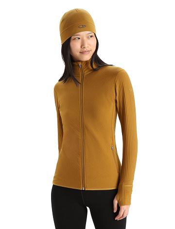 Vestes Icebreaker RealFleece™ Merino Descender Long Sleeve Zip Femme Marron | FR 1647UZGT